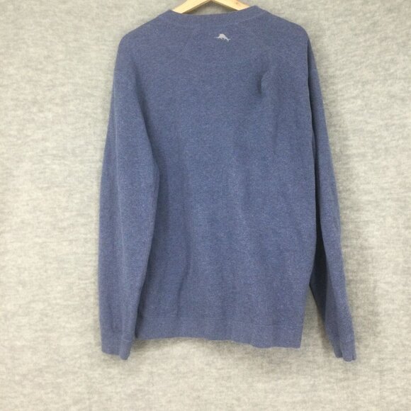Tommy Bahama Mens Sweater Reversible Blue Large Pullover Knit Grey Flip Side - Picture 2 of 11